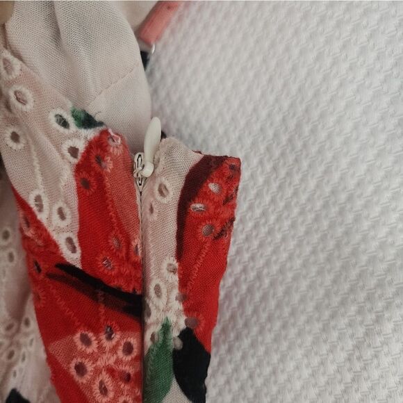 Farm Rio Riviera Eyelet Maxi Dress Anthropologie Riviera Red Floral - Picture 15 of 15